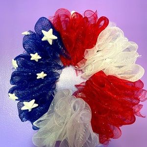 Homemade wreaths. This is a 4th of July one.